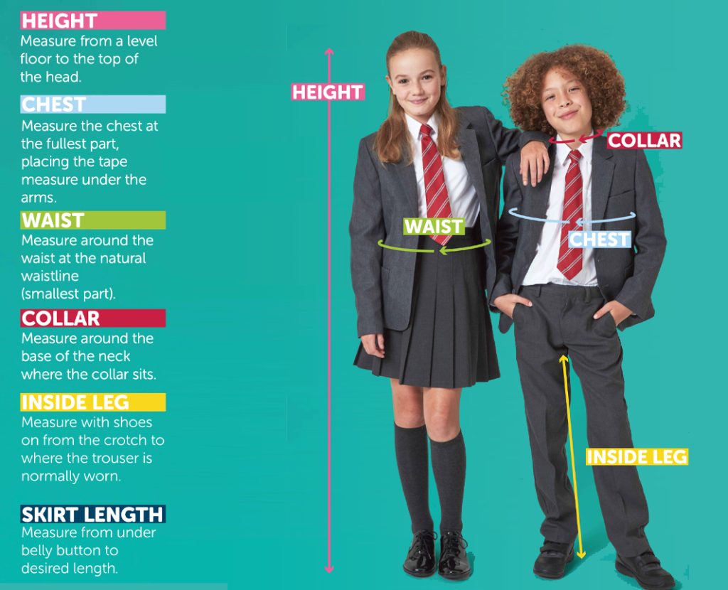 Size Guide School Uniform Scotland