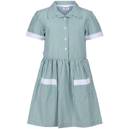 Girls School Summer Dress (Bottle-White), Wardie Primary, Pinafores