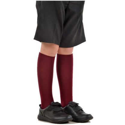 Girls Knee High Socks (2 Pair Pack) (Wine), Levenvale Primary, Socks + Tights
