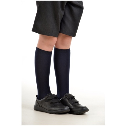 Girls Knee High Socks (2 Pair Pack) (Navy), Caledonia Primary, Pakeman Primary, Socks + Tights