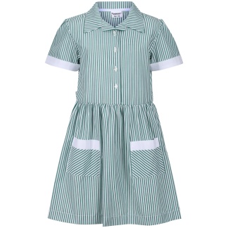 Girls School Summer Dress (Bottle-White), Wardie Primary, Pinafores